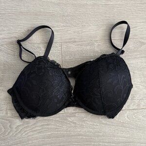 Deyllo Black Lace Underwire Bra 34C Floral Lace Adjustable Straps NWT